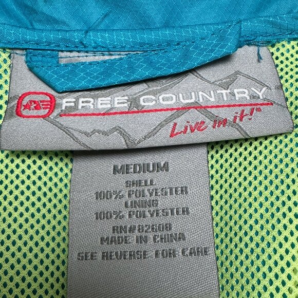 FREE COUNTRY Hooded Lightweight Jacket - Size M - blue & green - like new - Picture 3 of 4
